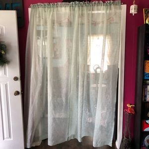 2 Light Blue/Green Sheer Curtains